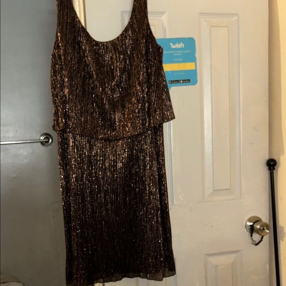 Connected Apparel Metallic Brown Sleeveless Dress - Picture 2 of 4